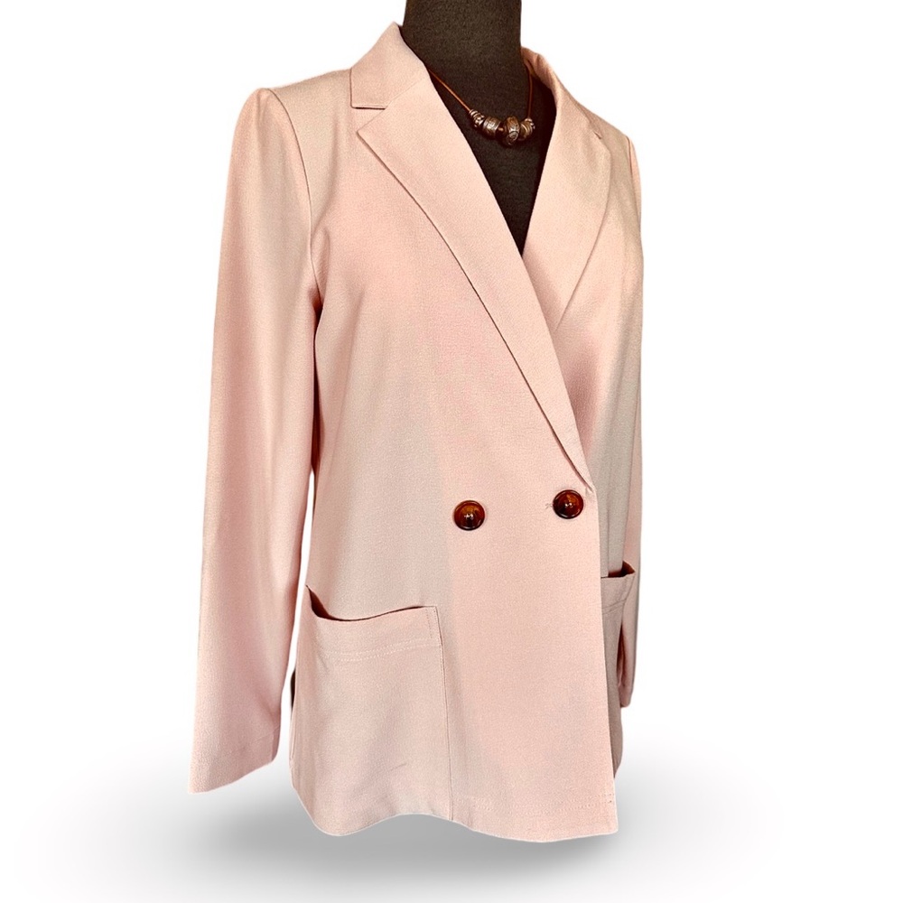 NEW! Lightweight Double Breasted Blazer Blush Nude Peach Rose Size Med